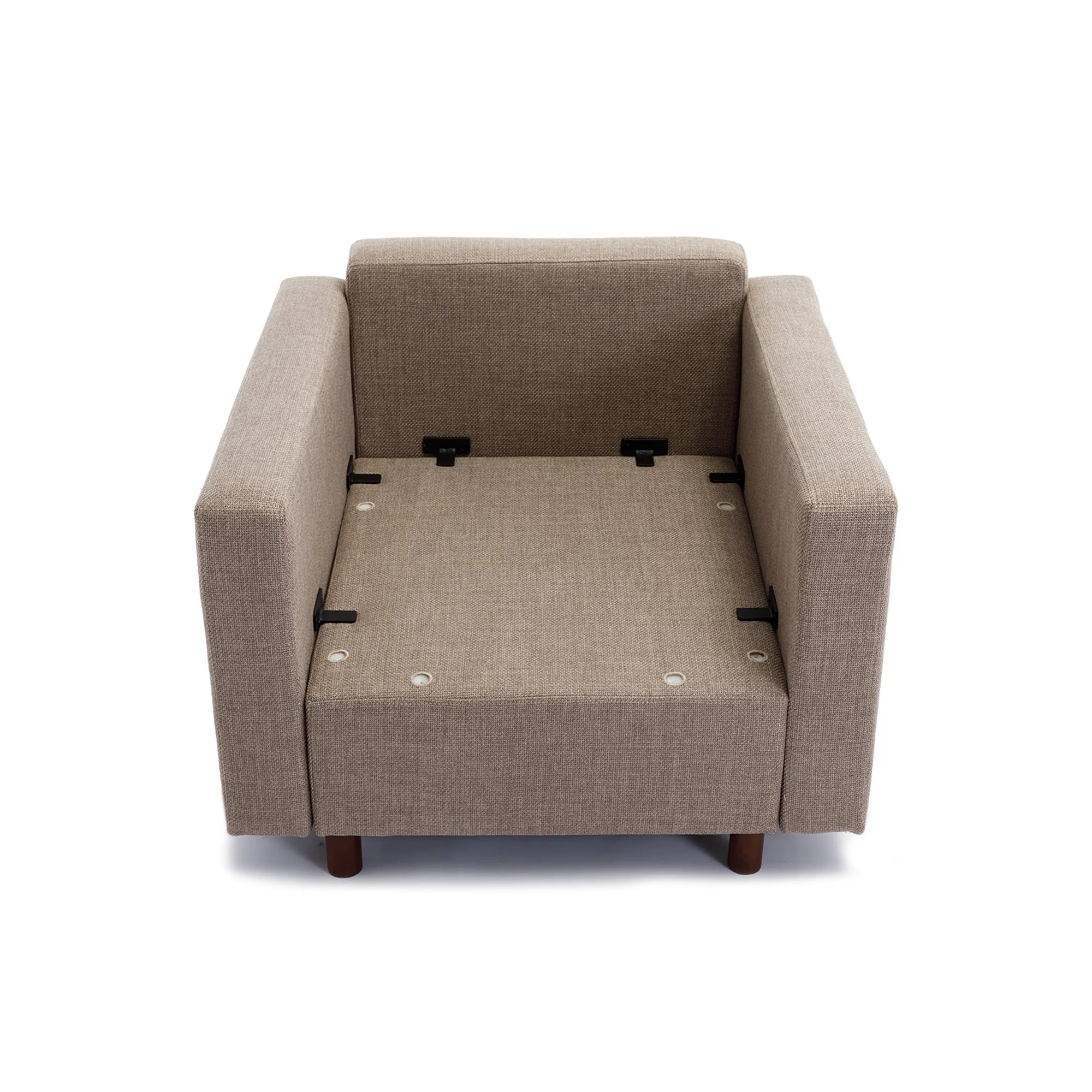 Modular Single-Seat Sectional Couch, Non-Removable Brown Cushion Covers