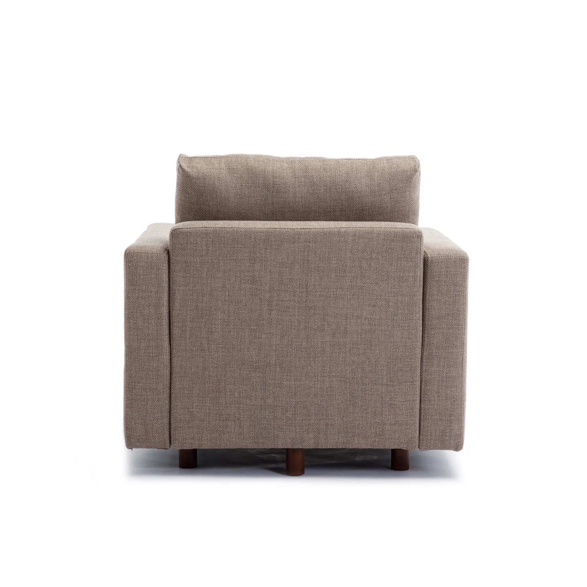 Modular Single-Seat Sectional Couch, Non-Removable Brown Cushion Covers