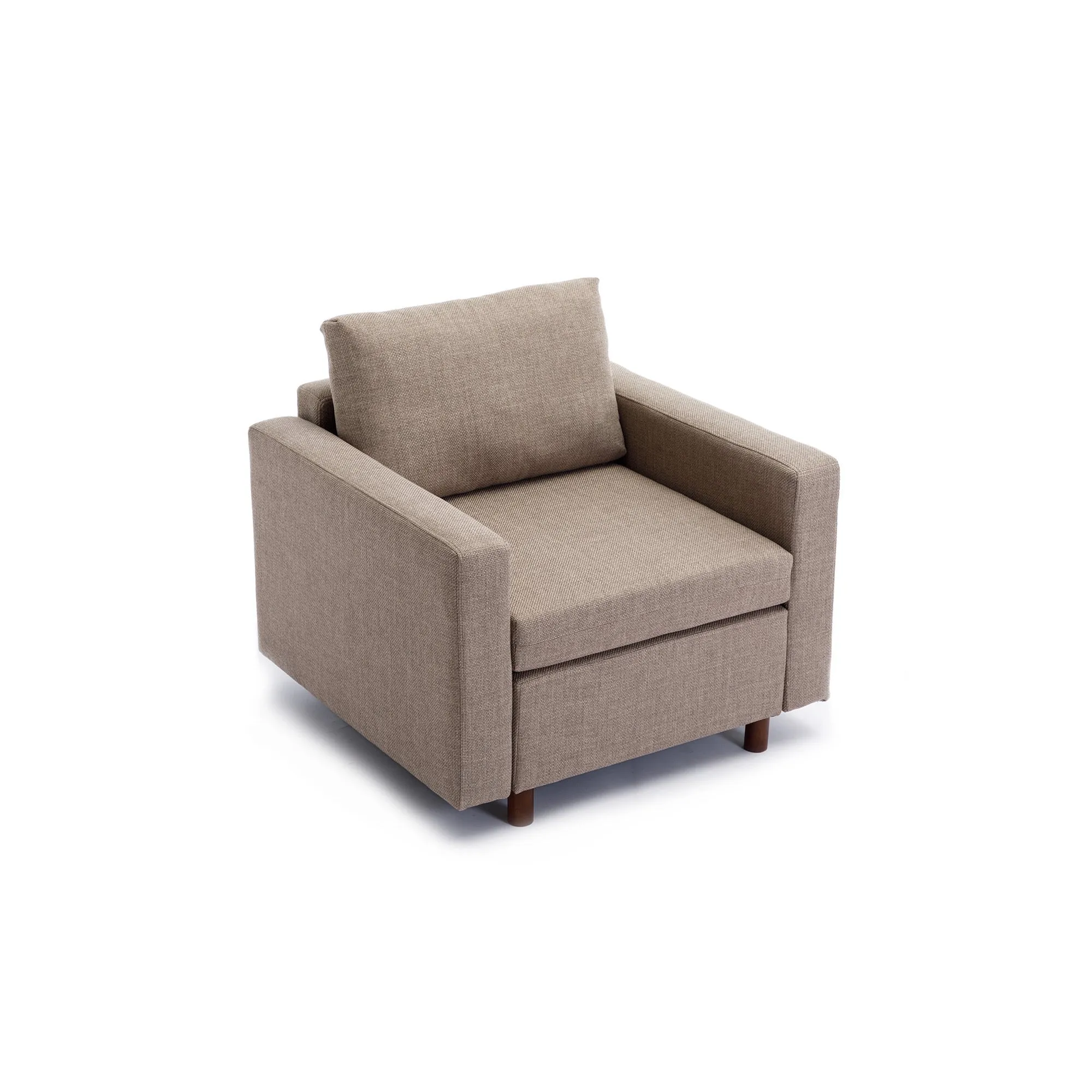 Modular Single-Seat Sectional Couch, Non-Removable Brown Cushion Covers