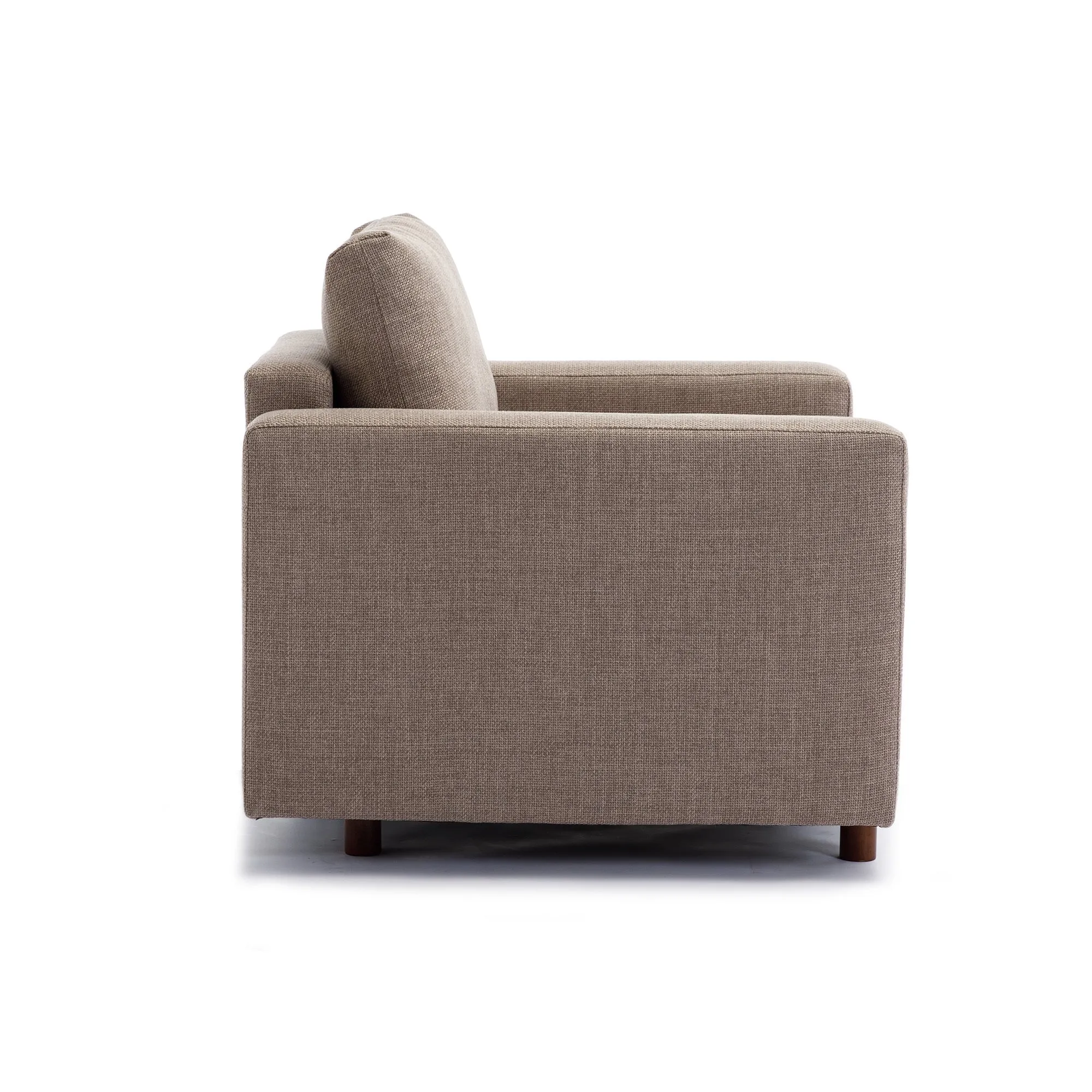 Modular Single-Seat Sectional Couch, Non-Removable Brown Cushion Covers