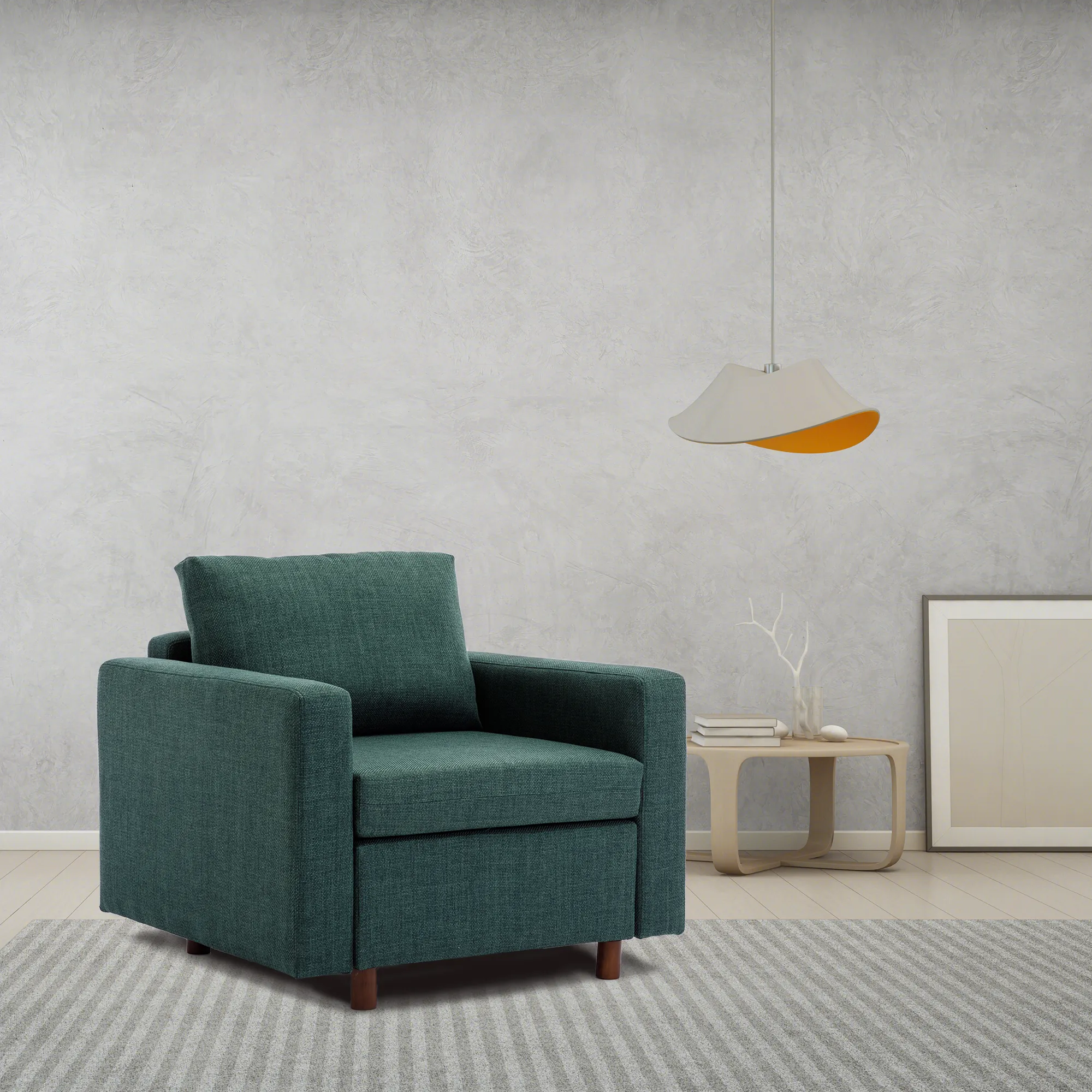 Module Single-Seat Sectional Sofa, Cushion Covers Non-Removable & Non-Washable, Green