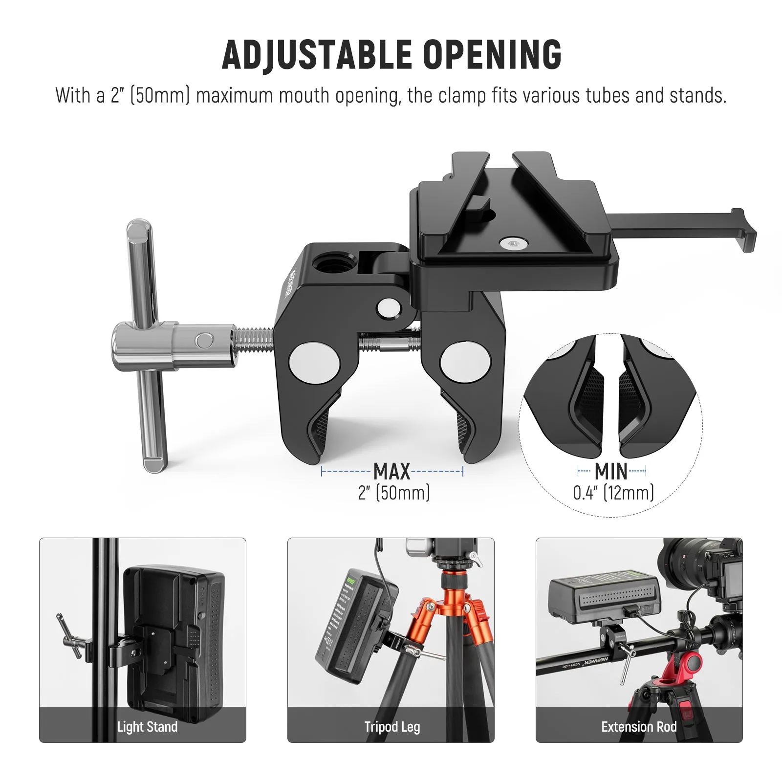 NEEWER Mini V Mount Battery Plate with Super Crab Clamp