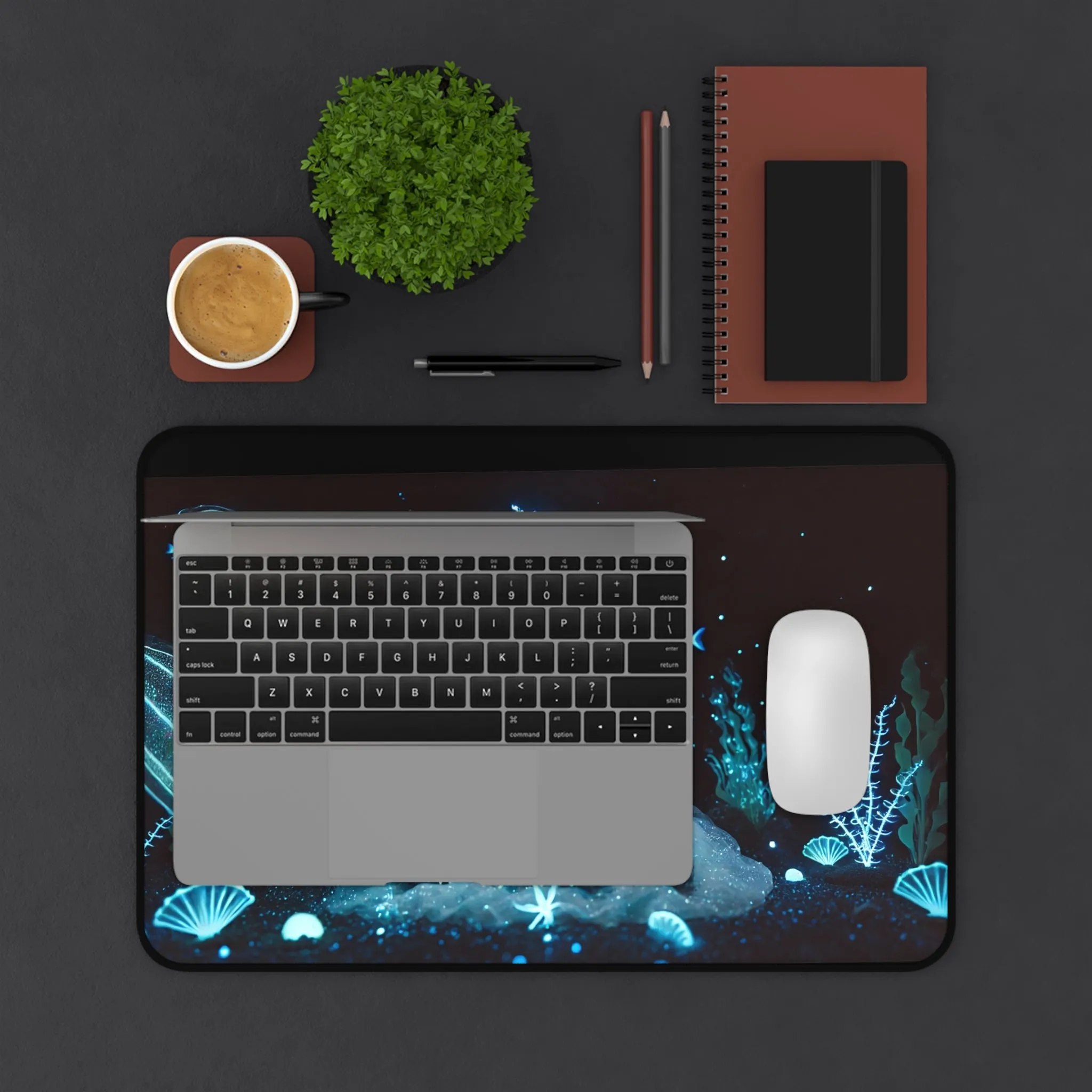 Neon Tides: Futuristic Cyber Mermaid Computer Pad