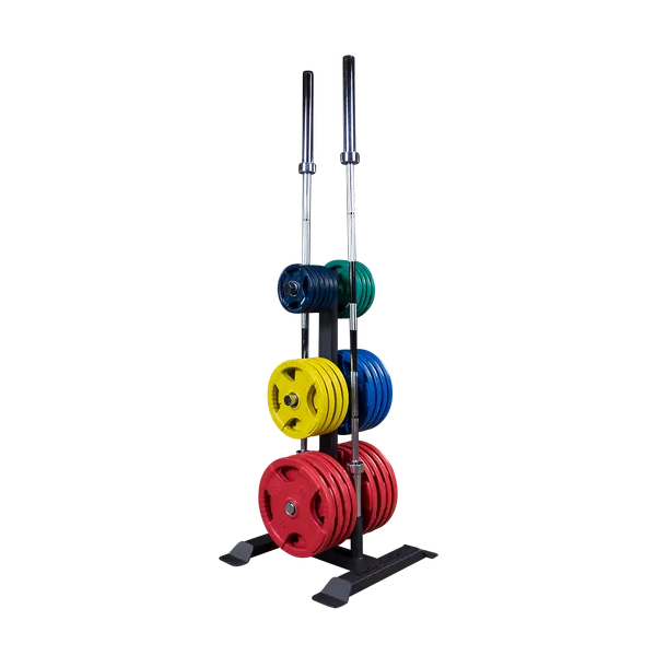 NEW Body Solid Weight Plate Tree Weight Rack for Bumper Plates with Barbell Holders GWT56
