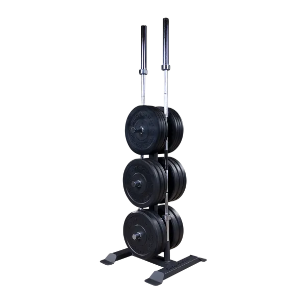 NEW Body Solid Weight Plate Tree Weight Rack for Bumper Plates with Barbell Holders GWT56