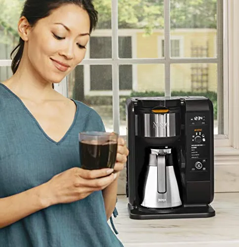 Ninja Hot and Cold Brewed System, Auto-iQ Tea and Coffee Maker with 6 Brew Sizes, 5 Brew Styles, Frother, Coffee & Tea Baskets with Thermal Carafe (CP307)