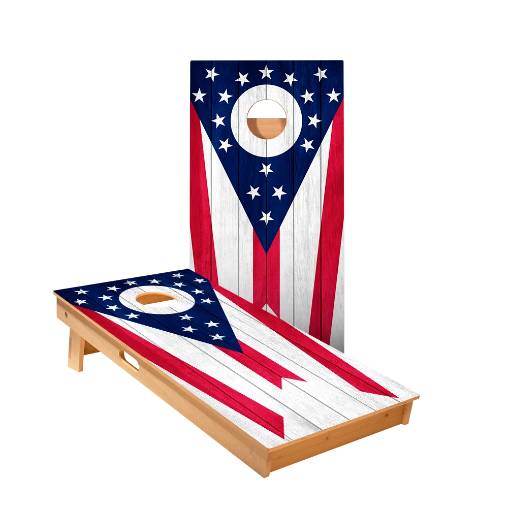 Ohio Flag Star Cornhole Boards