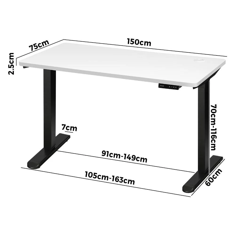 Oikiture Standing Desk Adjustable Motorised 150 Black&White