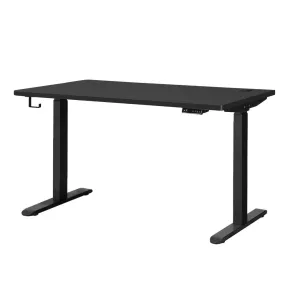 Oikiture Standing Desk Dual Motor Electric Height Adjustable Sit Stand Table - Black/Black - 1400mm x 700mm