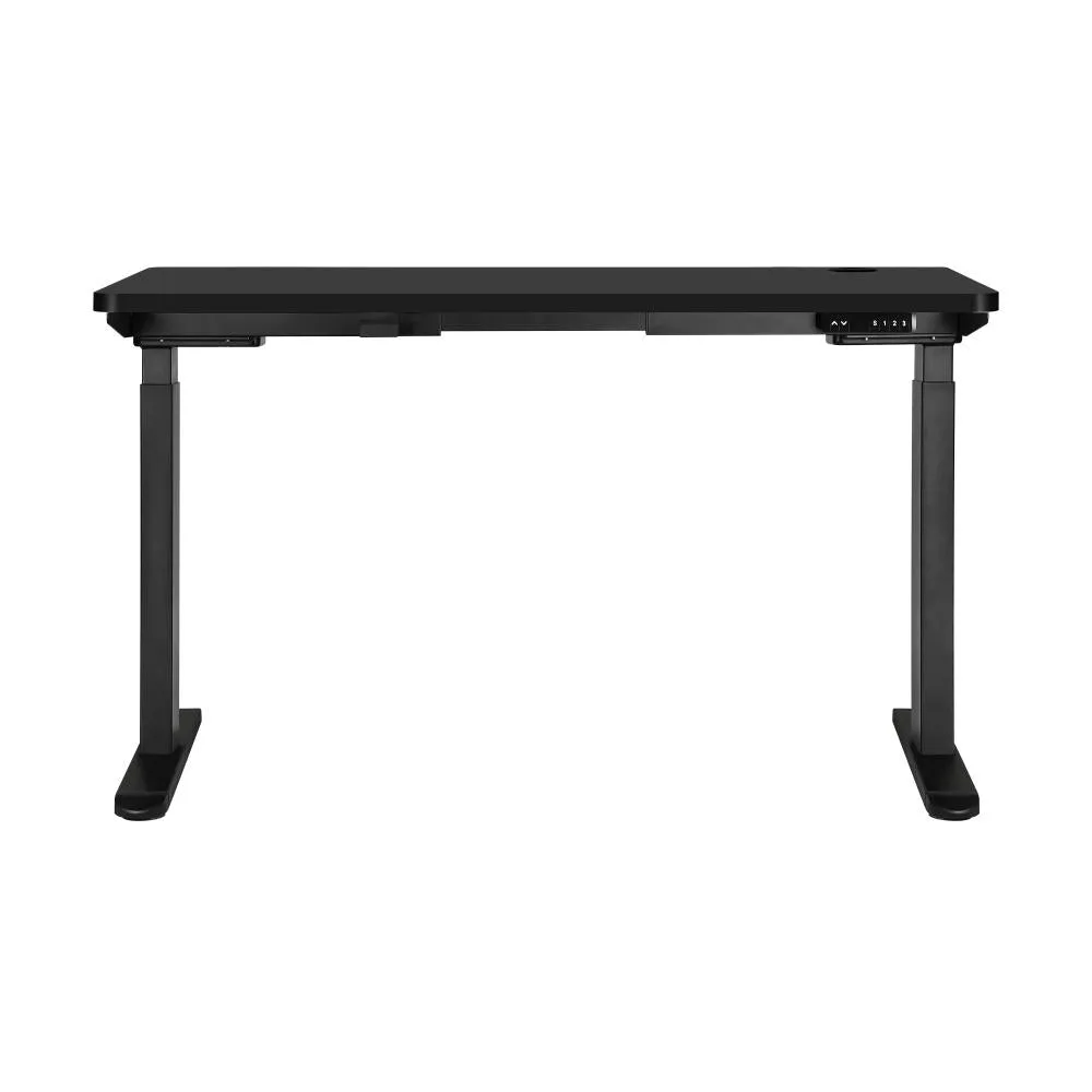 Oikiture Standing Desk Dual Motor Electric Height Adjustable Sit Stand Table - Black/Black - 1400mm x 700mm
