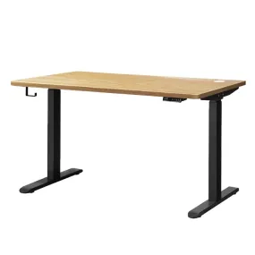 Oikiture Standing Desk Dual Motor Electric Height Adjustable Sit Stand Table - Black/Oak - 1200mm x 600mm