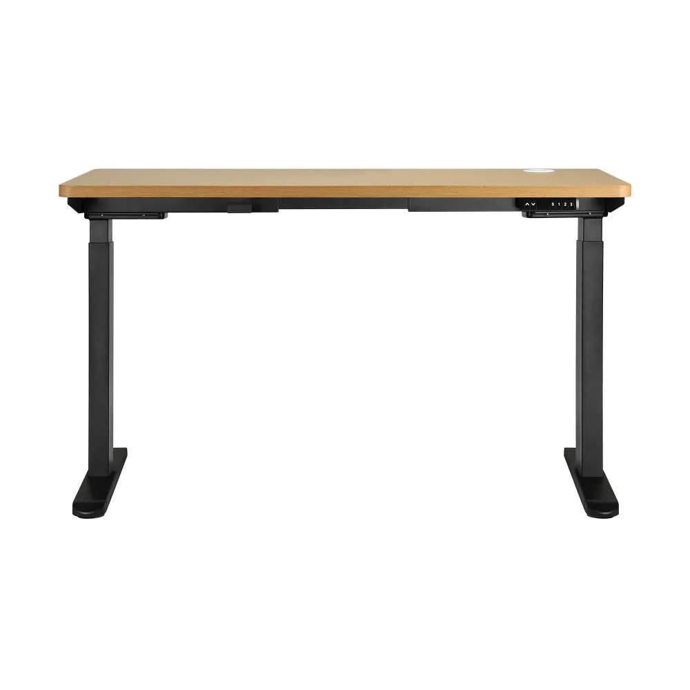 Oikiture Standing Desk Dual Motor Electric Height Adjustable Sit Stand Table - Black/Oak - 1200mm x 600mm