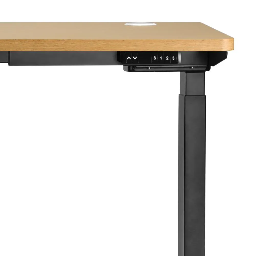 Oikiture Standing Desk Dual Motor Electric Height Adjustable Sit Stand Table - Black/Oak - 1200mm x 600mm
