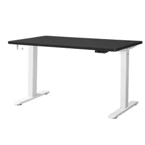Oikiture Standing Desk Electric Height Adjustable Motorised Sit Stand Desk Rise - White/Black - 1200mm x 600mm