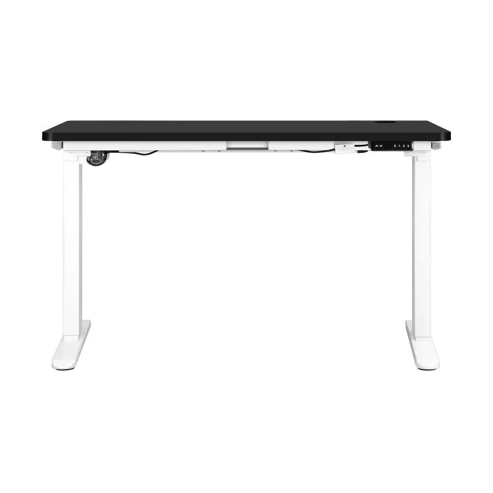 Oikiture Standing Desk Electric Height Adjustable Motorised Sit Stand Desk Rise - White/Black - 1200mm x 600mm