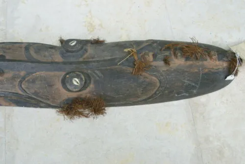 ORACLE SPIRIT MASK COLLECTED IN JAPANDAI VILLAGE, EAST SEPIK PAPUA NEW GUINEA 13A17 PROTECTIVE & CONSULTED FOR ADVICE. DESIGNER DECORATOR COLLECTOR  30"x 8"x 6"