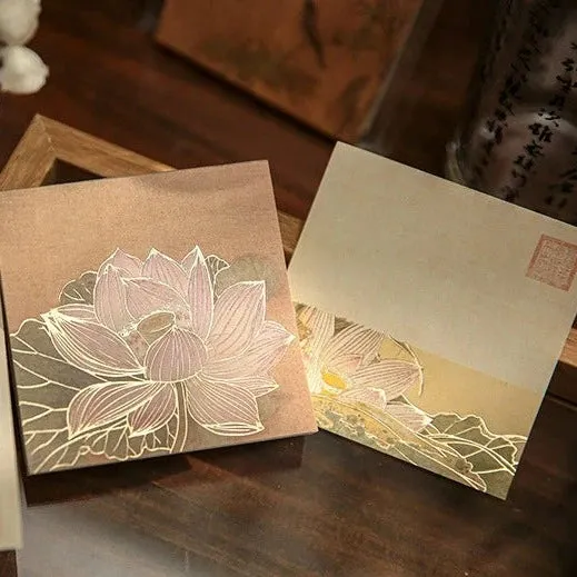 Oriental Charm Bronze Memo Pads | Unique Non-Sticky Notes with Gold-Klimt Inspired Designs