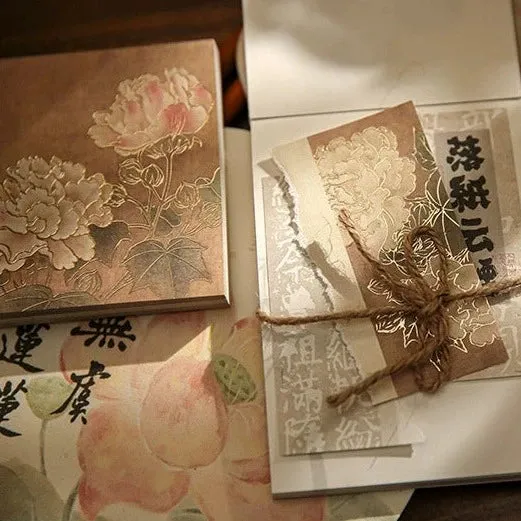 Oriental Charm Bronze Memo Pads | Unique Non-Sticky Notes with Gold-Klimt Inspired Designs