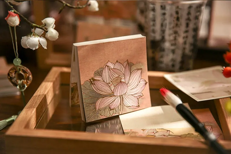 Oriental Charm Bronze Memo Pads | Unique Non-Sticky Notes with Gold-Klimt Inspired Designs