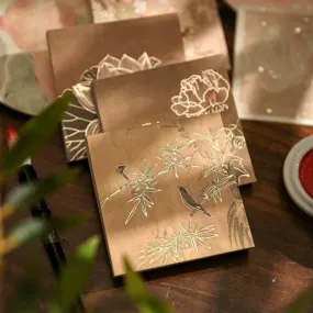 Oriental Charm Bronze Memo Pads | Unique Non-Sticky Notes with Gold-Klimt Inspired Designs