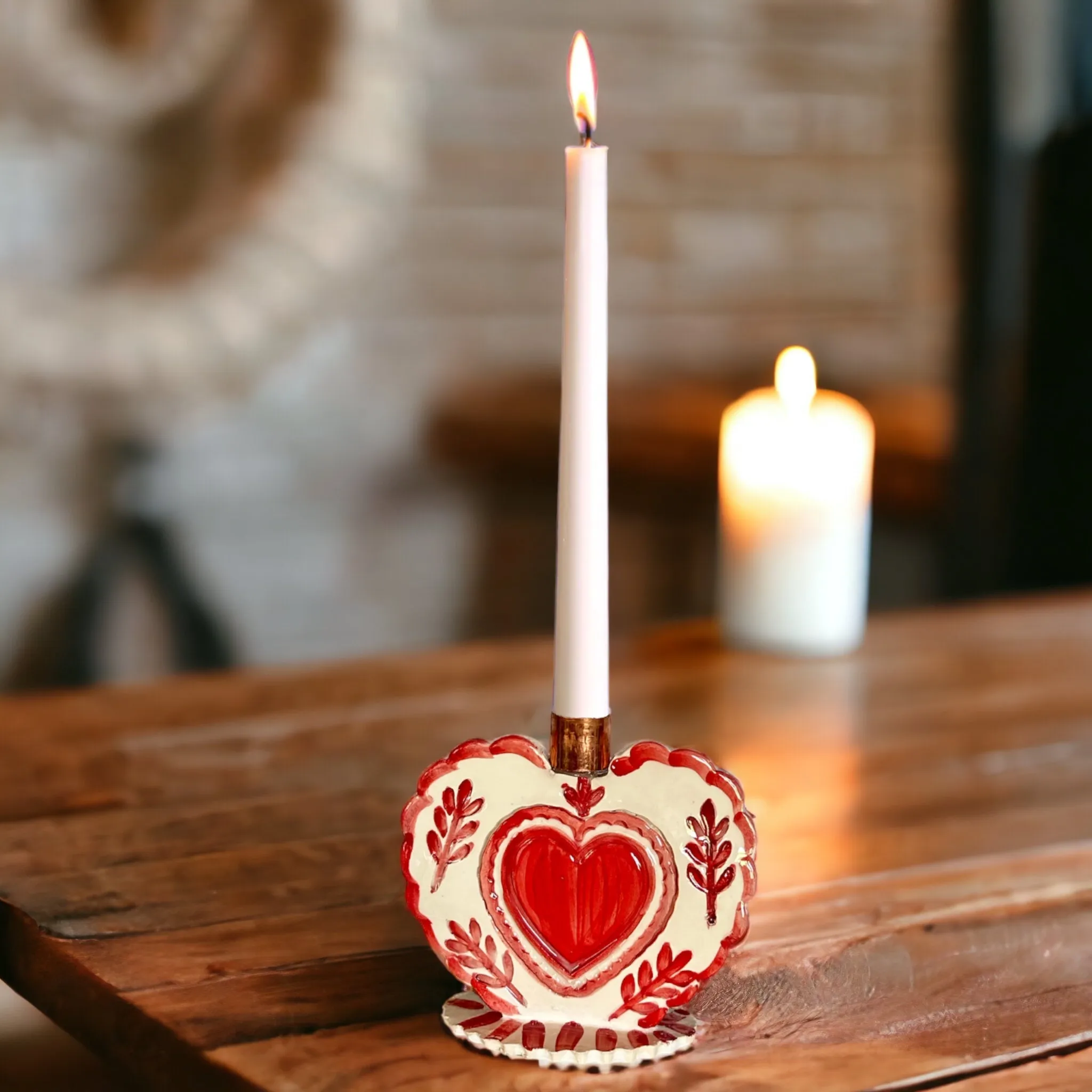 Pair of 2 Heart Candlestick Holders