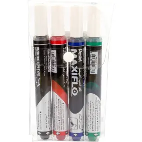Pentel Maxiflo White Board Marker Chisel Tip 4 Pcs Wallet