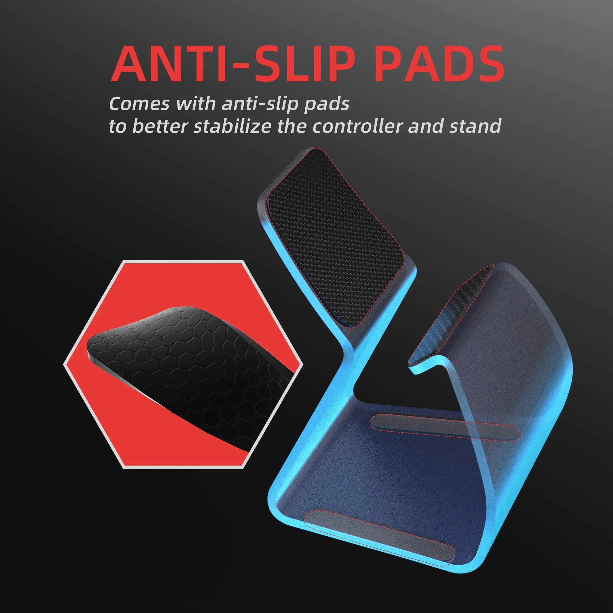PlayVital Stand-AL Game Controller Stand for ps5, for ps4, Universal Desktop Display Gamepad Stand for Xbox Series X/S, Xbox One, Aluminium Metal Controller Stand Holder for Switch Pro - Black - FQZPFC001