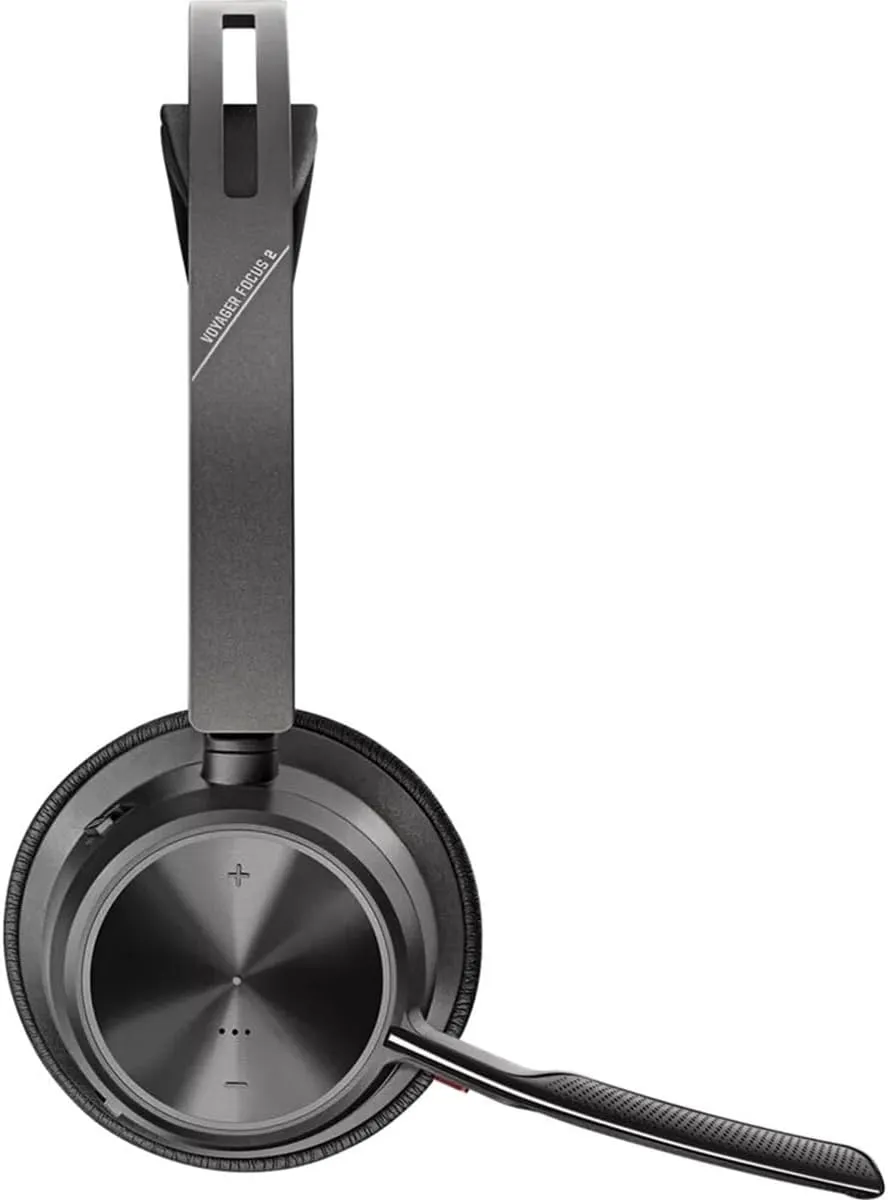 Poly - Voyager Focus 2 UC USB-C Headset with Stand (Plantronics) - Bluetooth Dual-Ear (Stereo) Headset with Boom Mic - USB-C PC/Mac Compatible - Active Noise Canceling - Works with Teams (Certified)