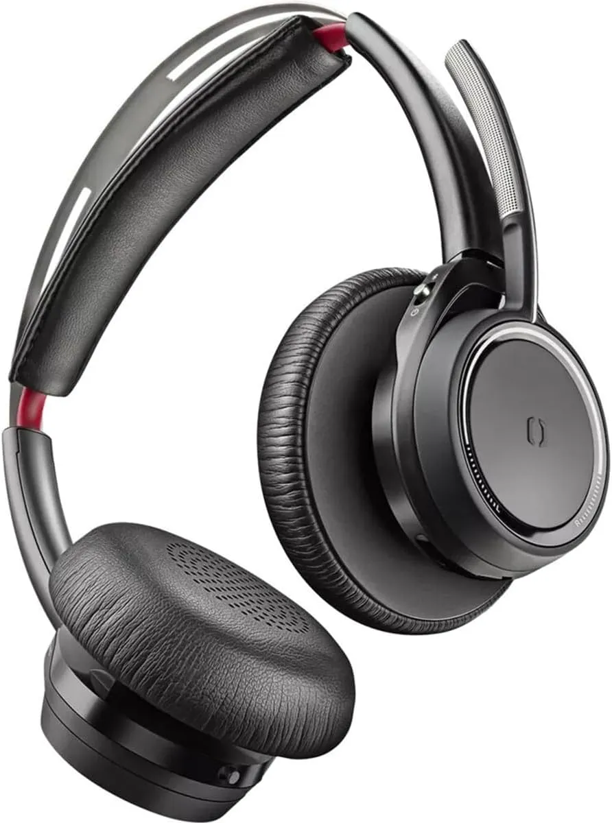 Poly - Voyager Focus 2 UC USB-C Headset with Stand (Plantronics) - Bluetooth Dual-Ear (Stereo) Headset with Boom Mic - USB-C PC/Mac Compatible - Active Noise Canceling - Works with Teams (Certified)