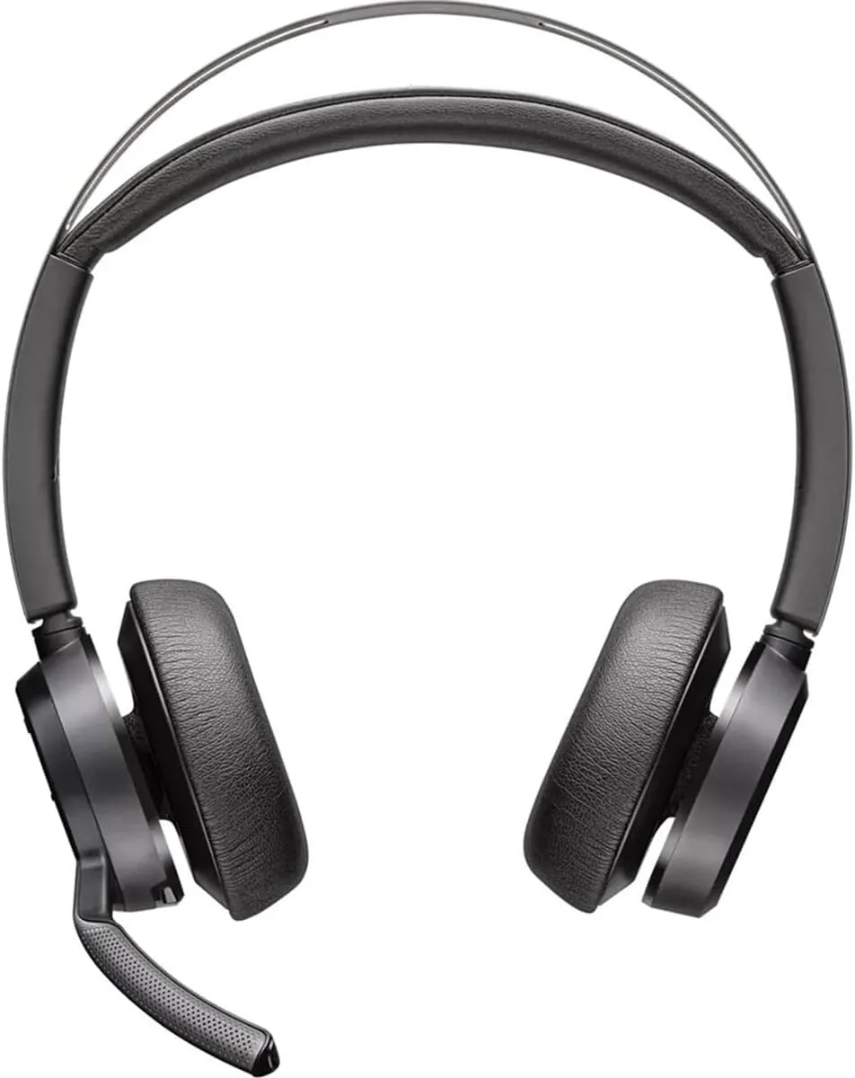 Poly - Voyager Focus 2 UC USB-C Headset with Stand (Plantronics) - Bluetooth Dual-Ear (Stereo) Headset with Boom Mic - USB-C PC/Mac Compatible - Active Noise Canceling - Works with Teams (Certified)