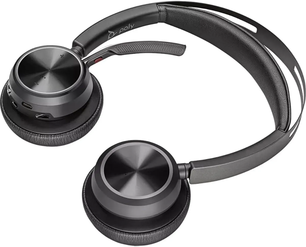 Poly - Voyager Focus 2 UC USB-C Headset with Stand (Plantronics) - Bluetooth Dual-Ear (Stereo) Headset with Boom Mic - USB-C PC/Mac Compatible - Active Noise Canceling - Works with Teams (Certified)