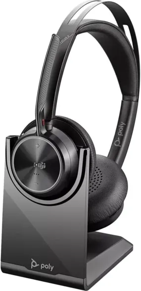 Poly - Voyager Focus 2 UC USB-C Headset with Stand (Plantronics) - Bluetooth Dual-Ear (Stereo) Headset with Boom Mic - USB-C PC/Mac Compatible - Active Noise Canceling - Works with Teams (Certified)