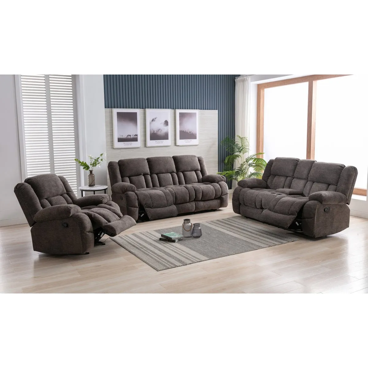 Presley Collection Grey Loveseat with Console