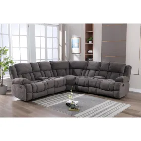 Presley Grey Modular Reclining Sectional with Consoles