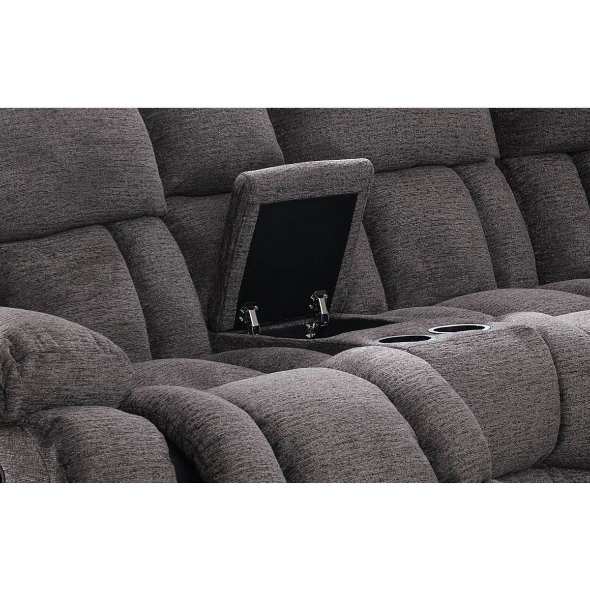 Presley Grey Modular Reclining Sectional with Consoles