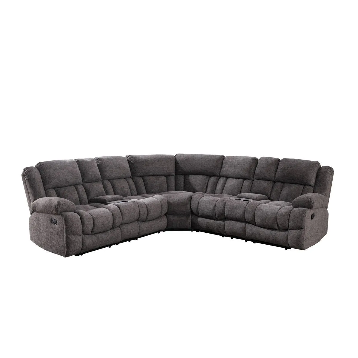 Presley Grey Modular Reclining Sectional with Consoles