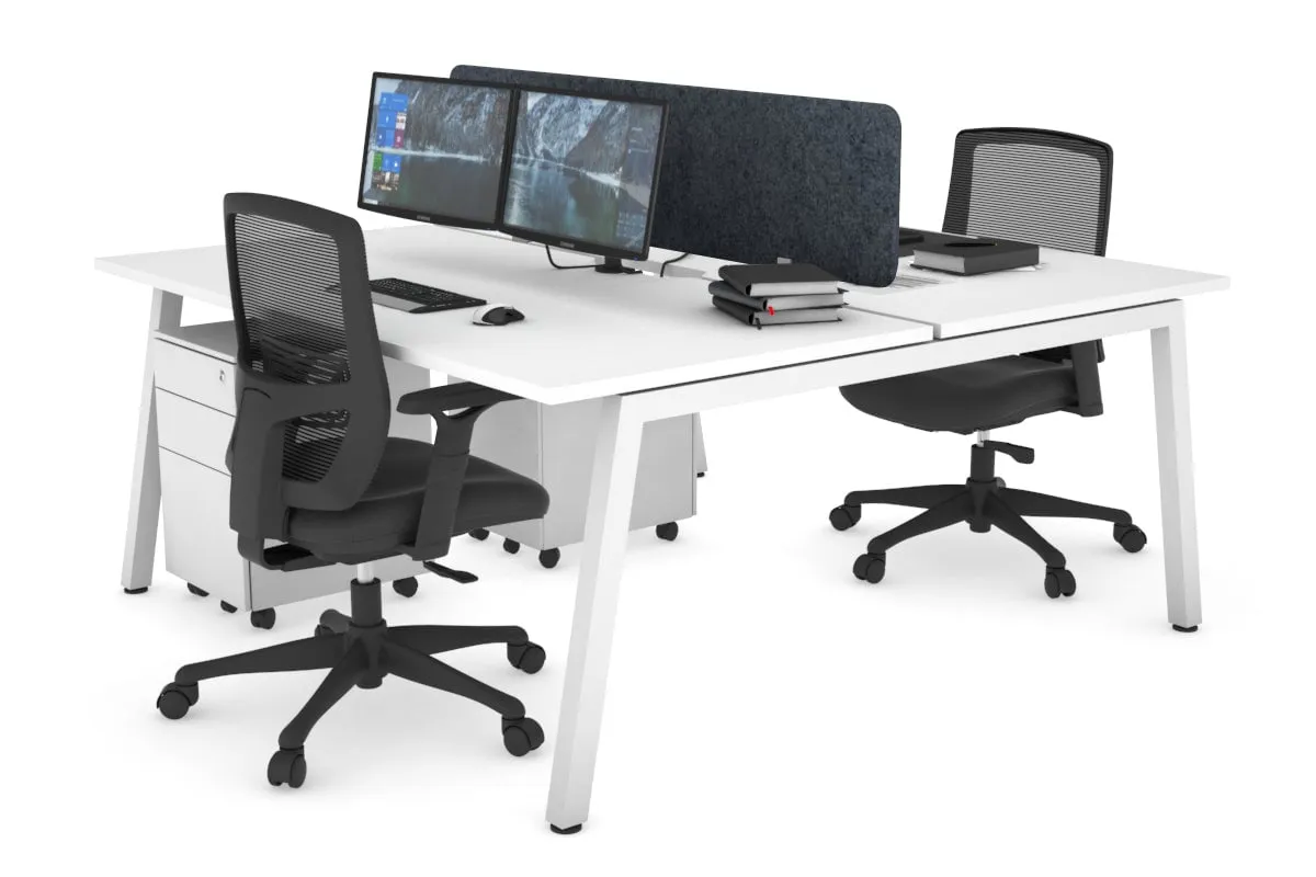 Quadro 2 Person Office Workstation [1400L x 800W with Cable Scallop]