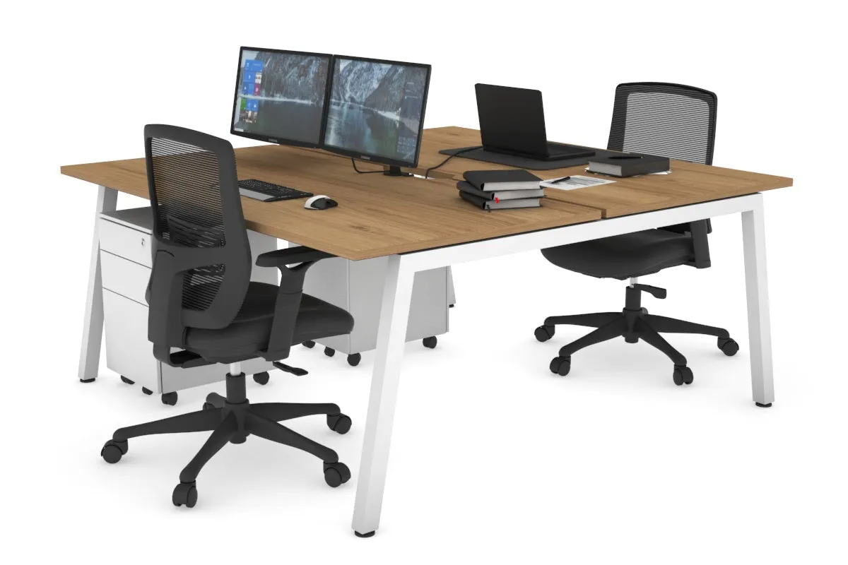 Quadro 2 Person Office Workstation [1400L x 800W with Cable Scallop]