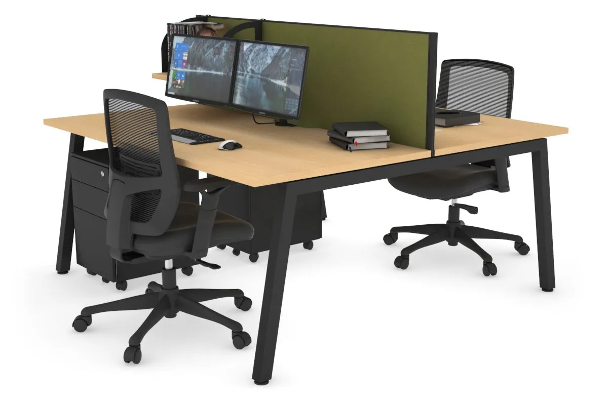 Quadro 2 Person Office Workstation [1400L x 800W with Cable Scallop]