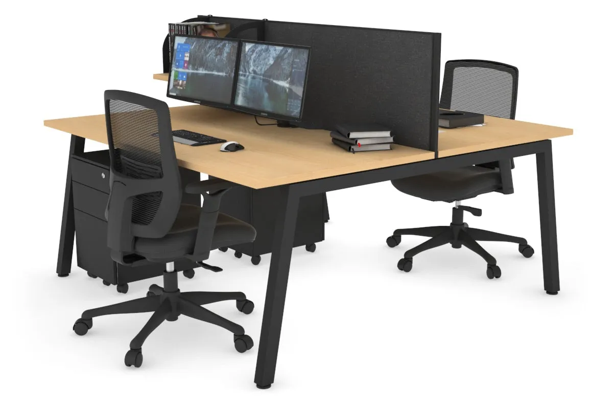 Quadro 2 Person Office Workstation [1400L x 800W with Cable Scallop]