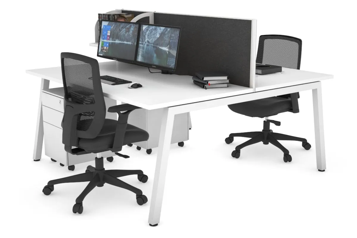 Quadro 2 Person Office Workstation [1400L x 800W with Cable Scallop]