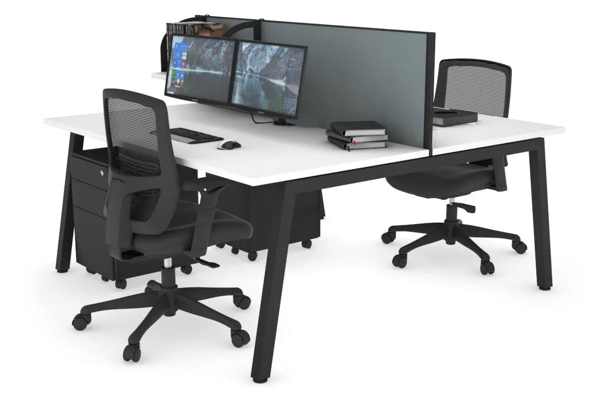 Quadro 2 Person Office Workstation [1400L x 800W with Cable Scallop]