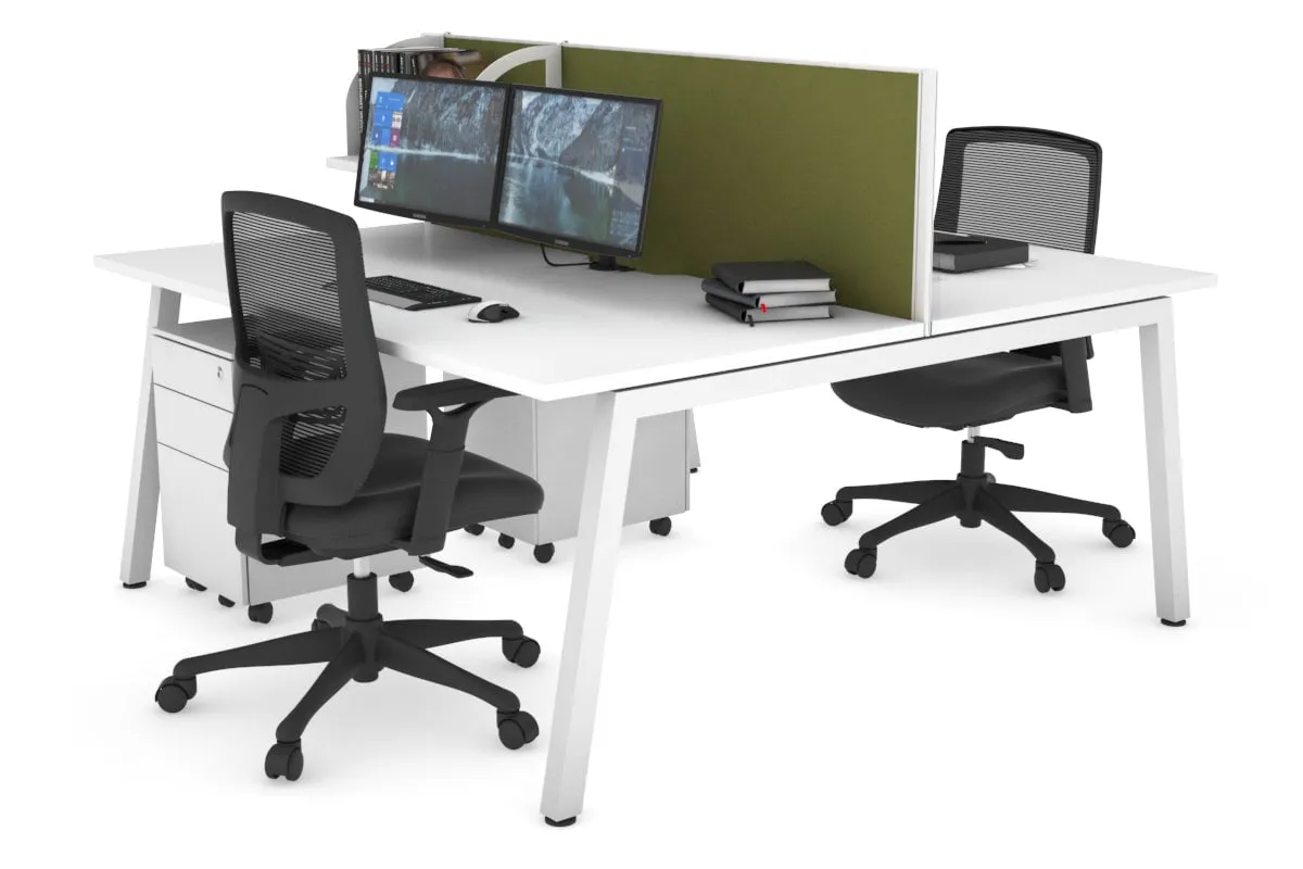 Quadro 2 Person Office Workstation [1400L x 800W with Cable Scallop]