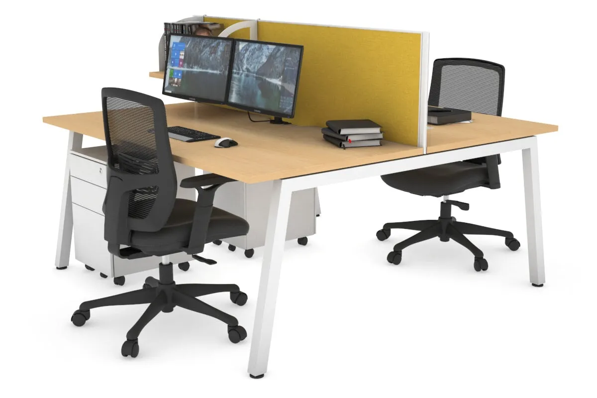 Quadro 2 Person Office Workstation [1400L x 800W with Cable Scallop]