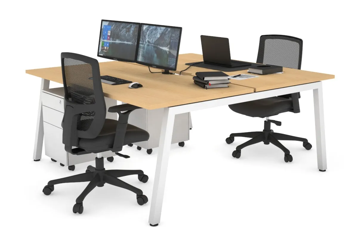 Quadro 2 Person Office Workstation [1400L x 800W with Cable Scallop]