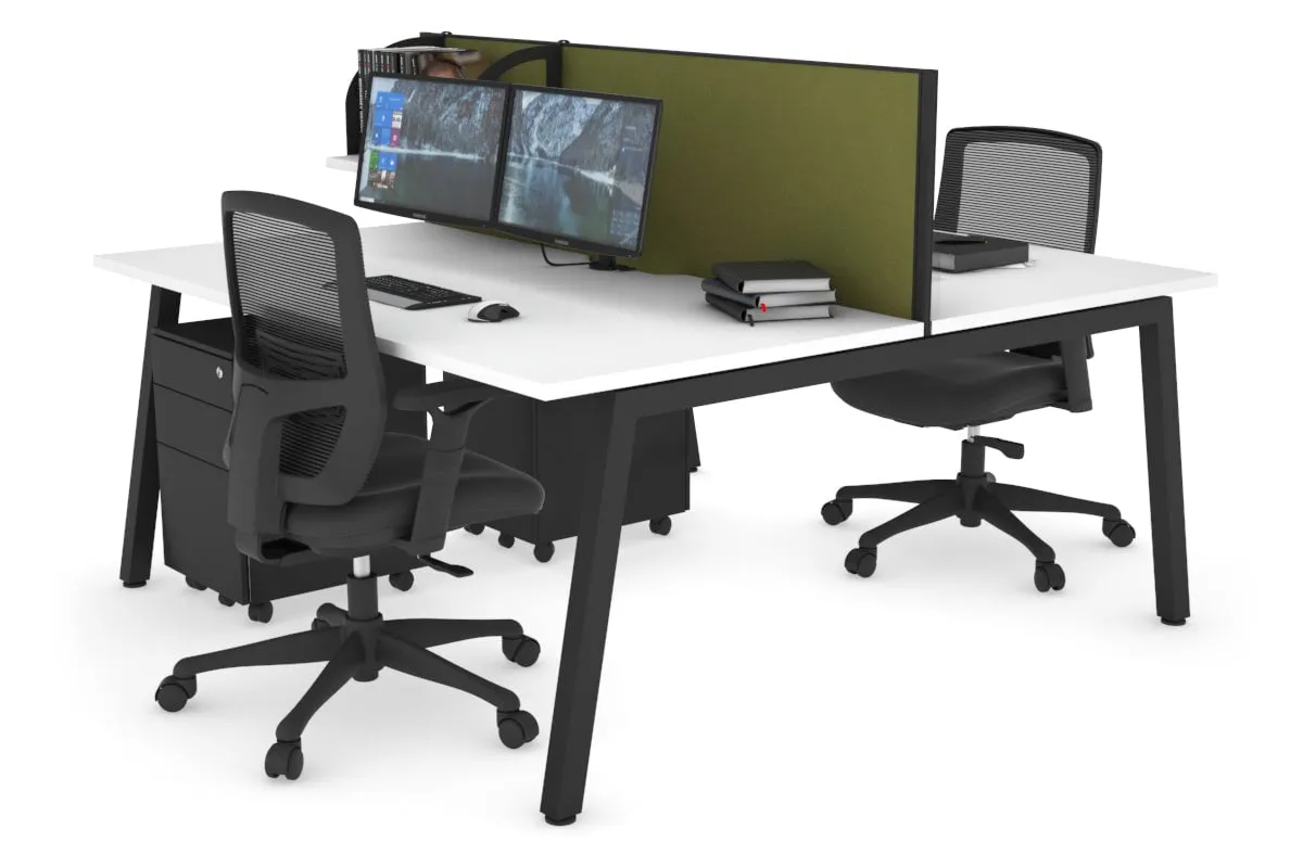 Quadro 2 Person Office Workstation [1400L x 800W with Cable Scallop]