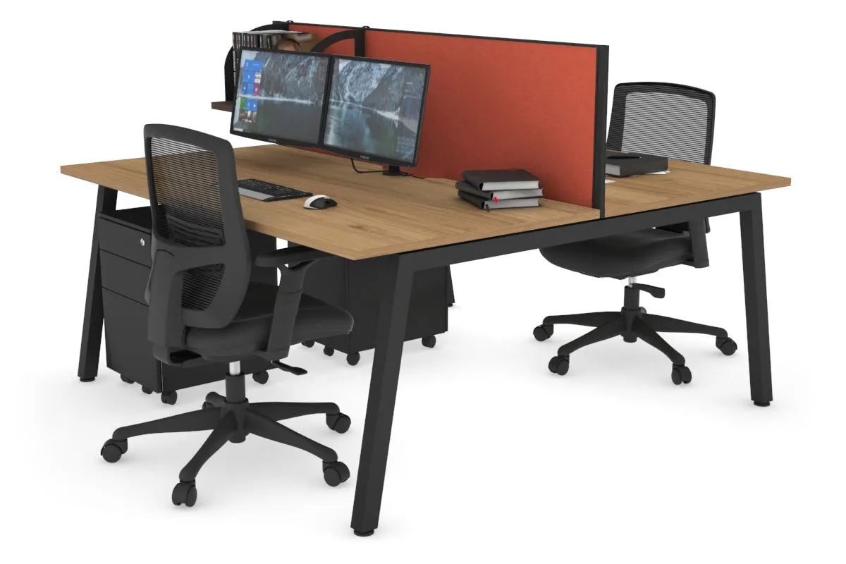 Quadro 2 Person Office Workstation [1400L x 800W with Cable Scallop]