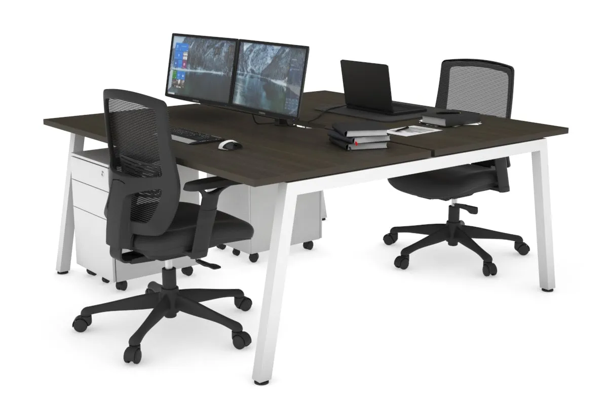 Quadro 2 Person Office Workstation [1400L x 800W with Cable Scallop]
