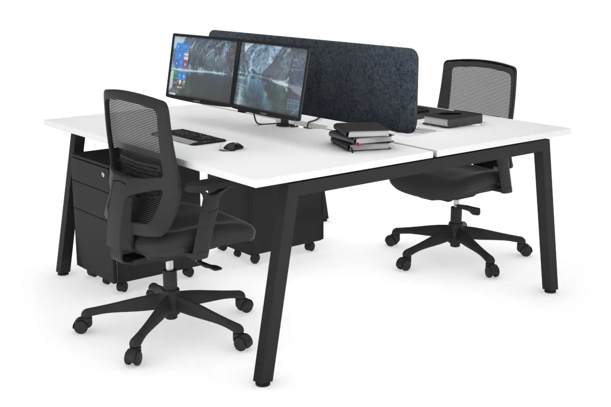 Quadro 2 Person Office Workstation [1400L x 800W with Cable Scallop]