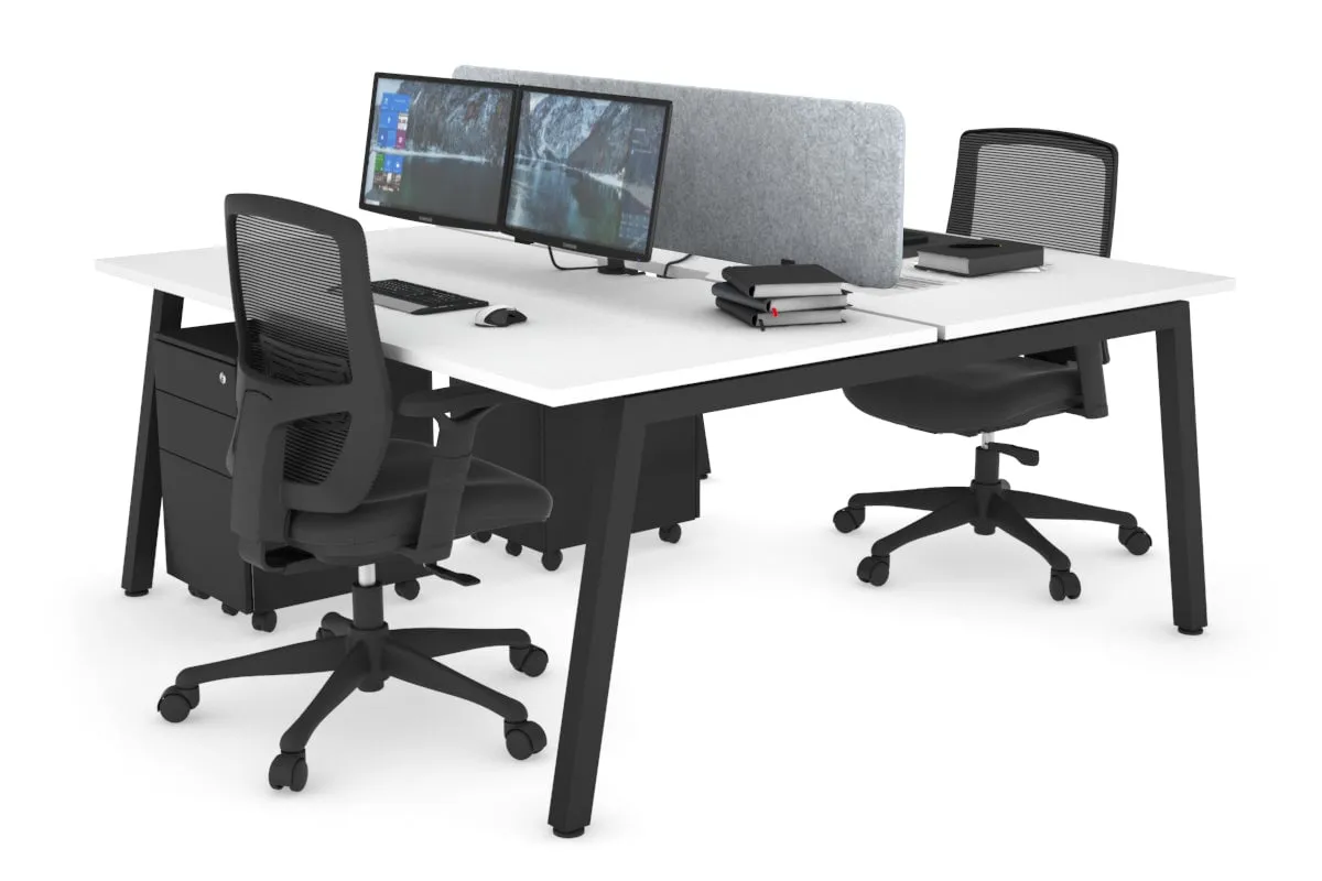 Quadro 2 Person Office Workstation [1400L x 800W with Cable Scallop]